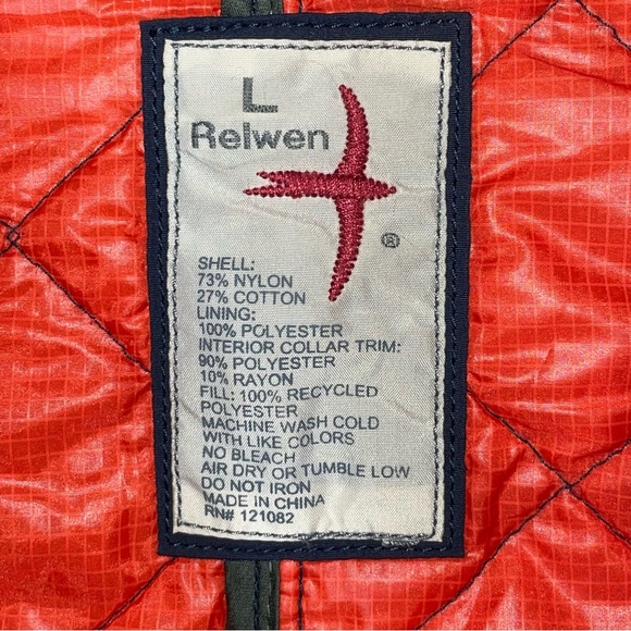 Relwen Men's Quilted Insulated Tanker Jacket Navy Blue Large Nylon/Cotton Polyes - Picture 4 of 8